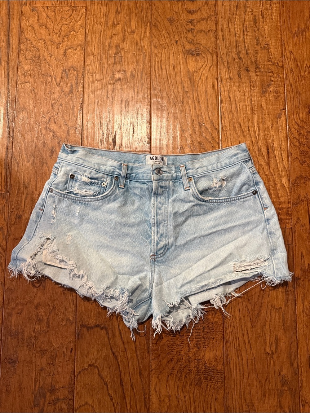 AGOLDE Light Wash parker Denim Shorts